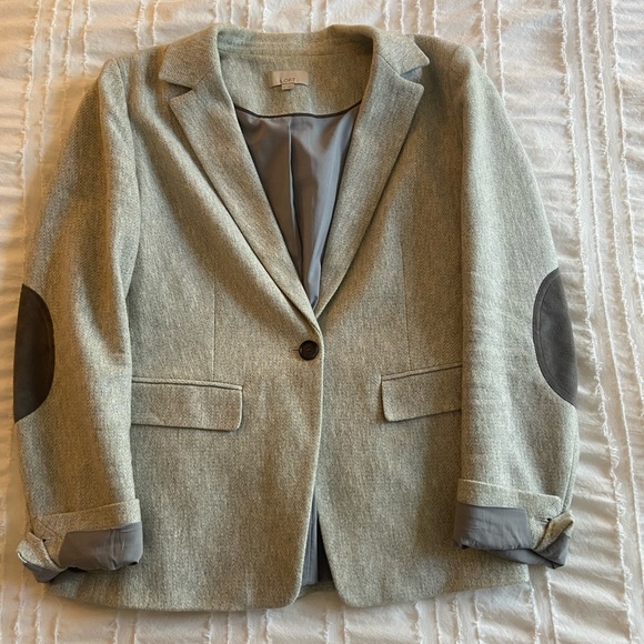 Loft Gray Ponte Blazer with Elbow Patches - Picture 2 of 7